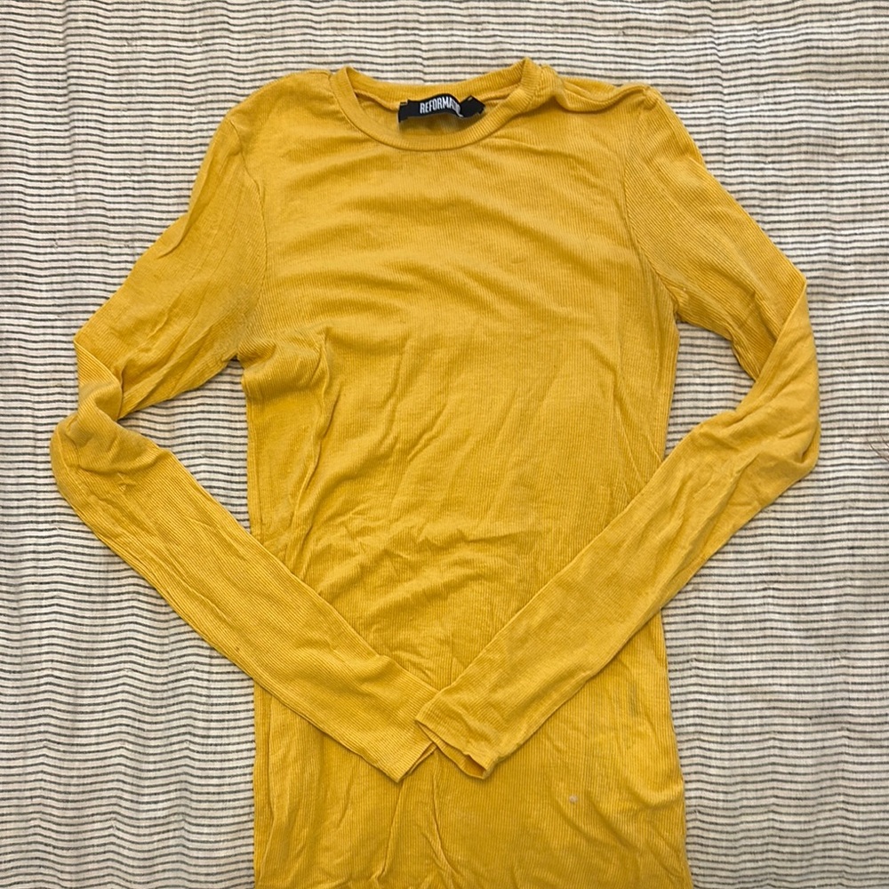 Reformation Yellow Microtencel Long Sleeve Tee